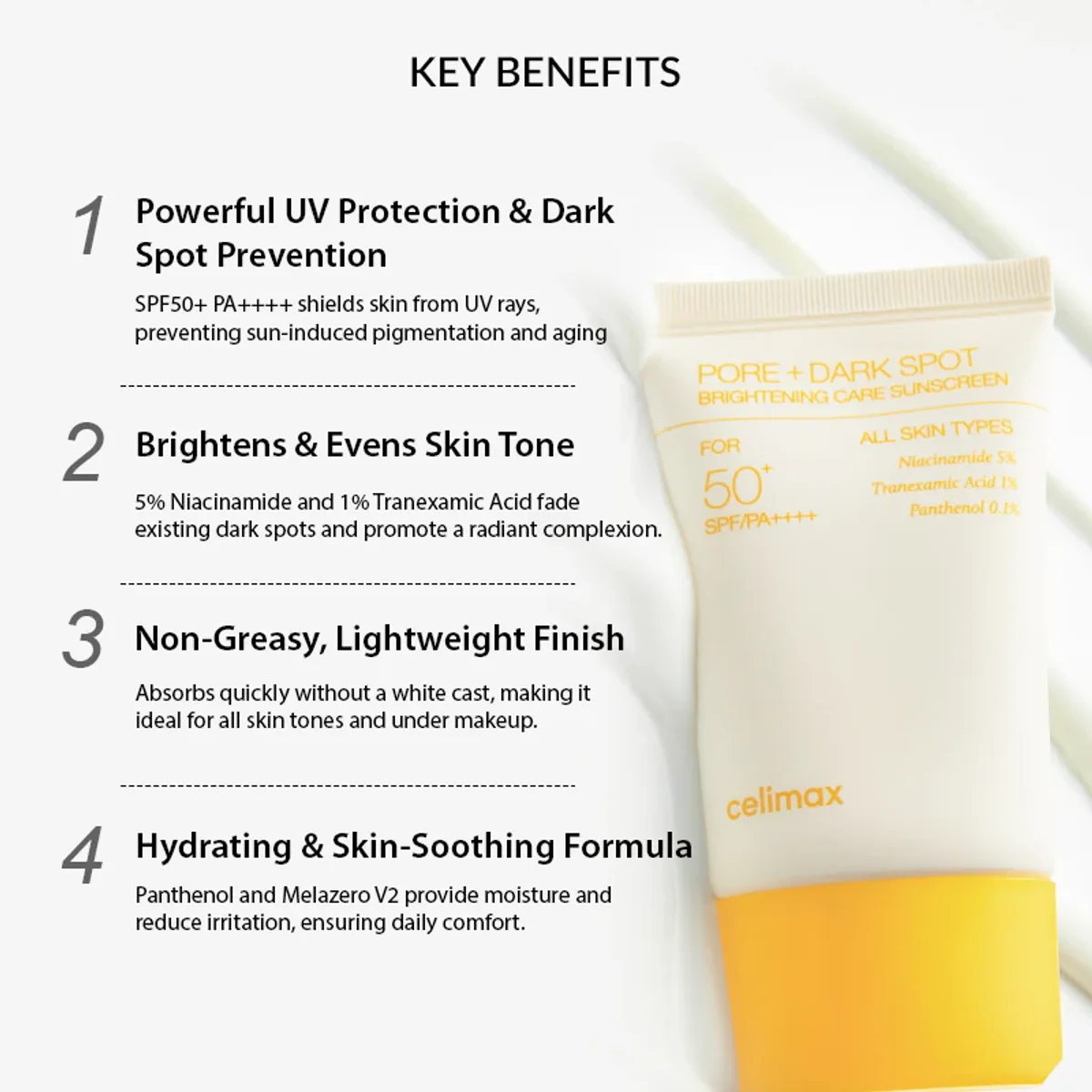celimax PORE+DARK SPOT BRIGHTENING CARE SUNSCREEN texture reference